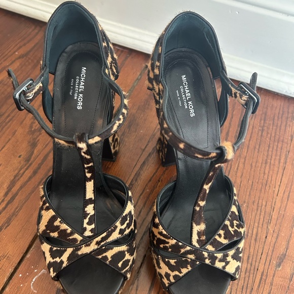 Michael kors collection shoes leopard cheetah heels platform block 10 - Picture 3 of 3